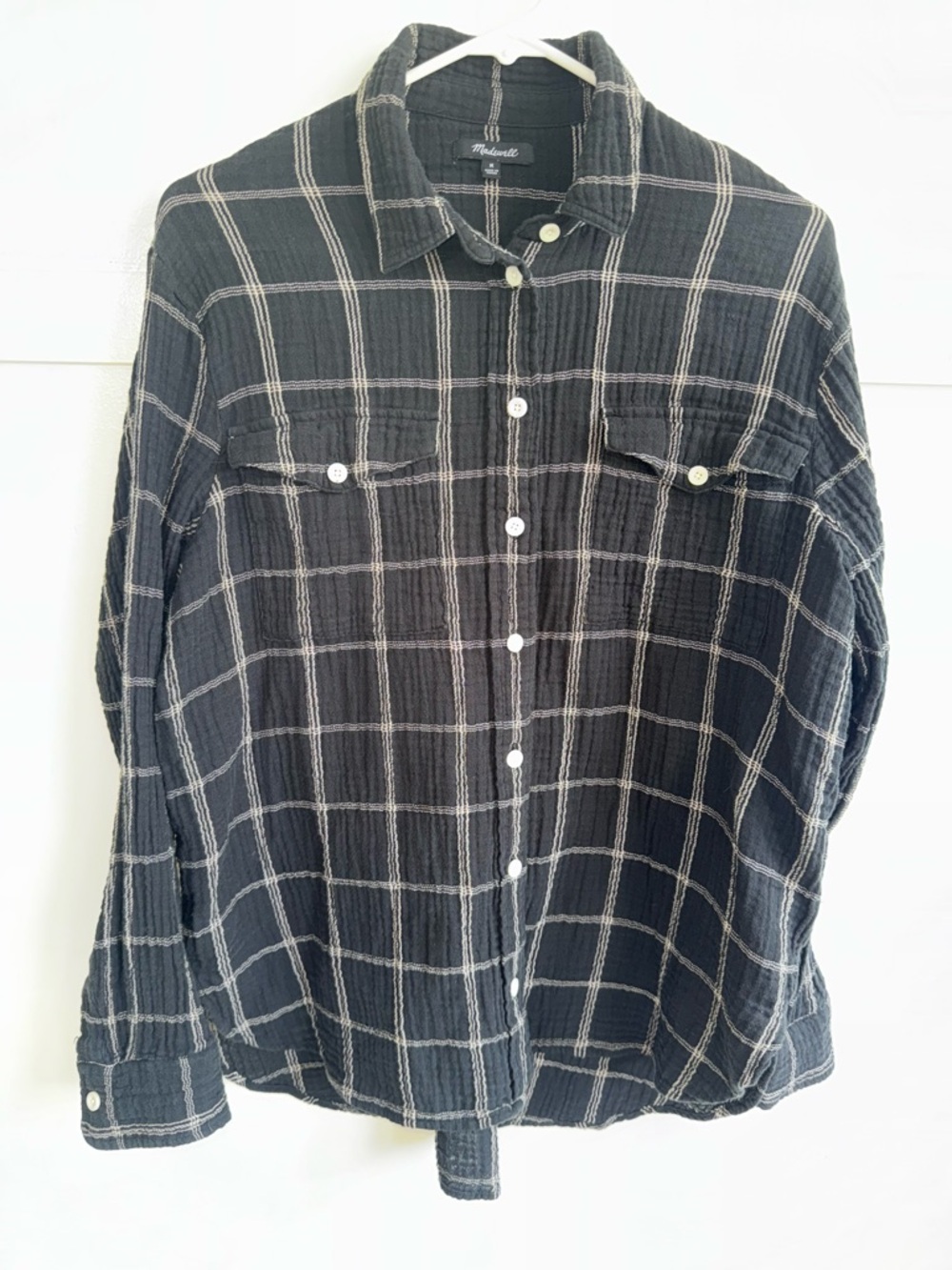 Madewell Lightspun Flap-Pocket Oversized Ex-Boyfriend Shirt Gauze Cotton Medium